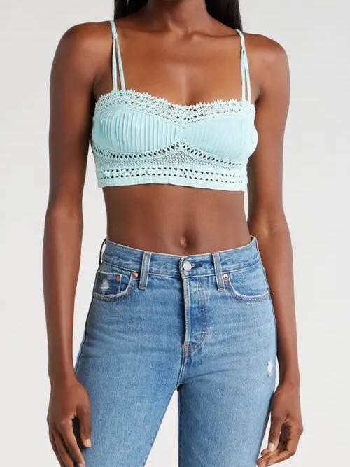 Nwt Free People Tallulah Bralette In Aqua-Esque